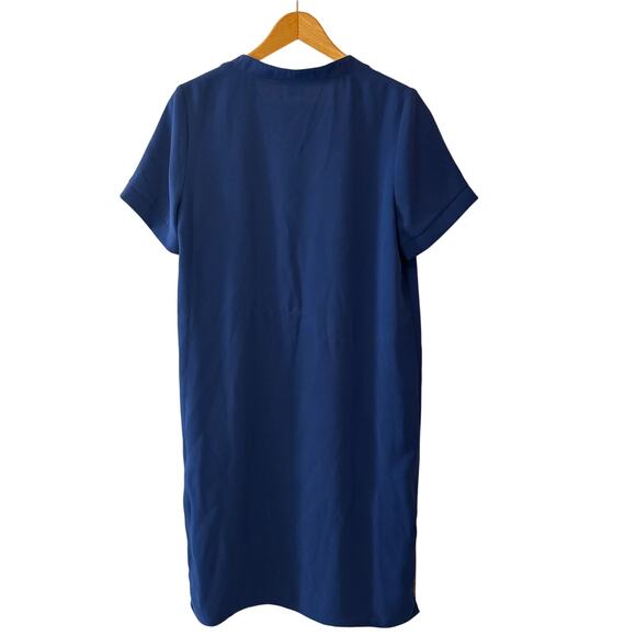 Iris & Ink Navy V-Neck Shift Dress Size 12 Work Office Career Dress - Picture 4 of 13